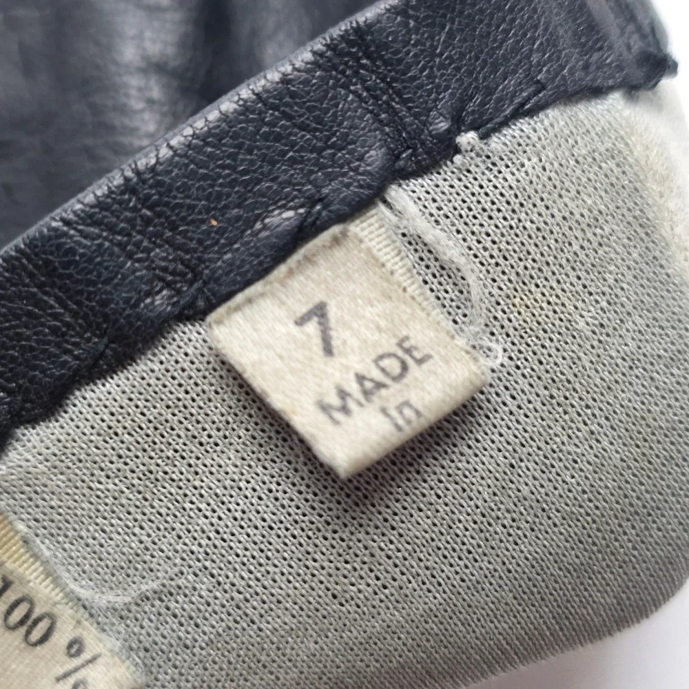 Vintage Italian Gloves Black Leather Womens Size 7 Silk Lined Driving Luxury